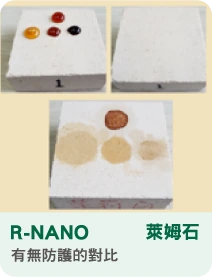 R-NANO 萊姆石 有無防護的對比